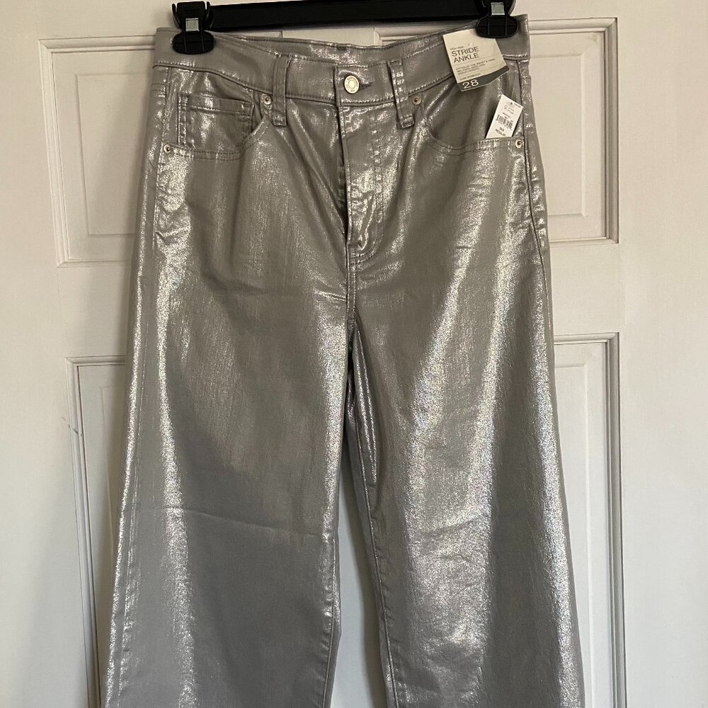 Gap Women's Silver High Rise Stride Ankle Wide Leg Jeans - NWT